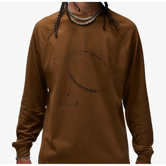 Nike Air Jordan 23 Engineered T-Shirt Brown Men's Long Sleeve Size XXL - Picture 1 of 9